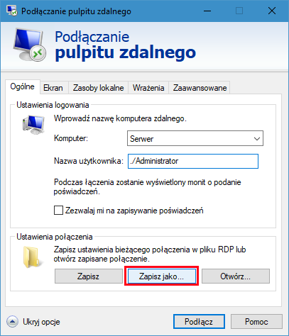 Podłącz serwer