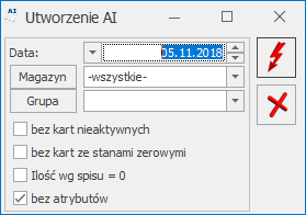 Formularz spisu spraw wypełniony