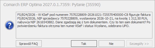 Pytanie o potwierdzenie, czy dokument w KSeF to ten sam dokument