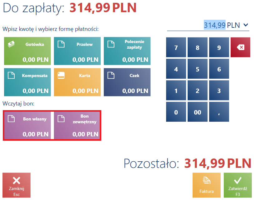 Formy płatności typu Bon