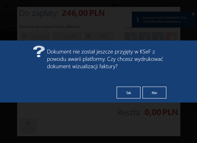 Komunikat pytający czy wizualizacja ma zostać wydrukowana