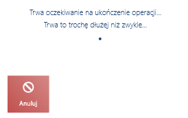 Okno oczekiwania na wyszukanie kontrahenta w trybie online z możliwością anulowania
