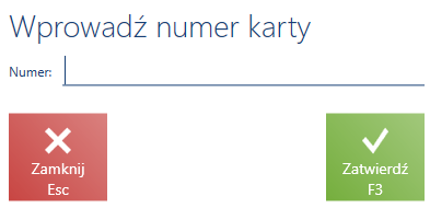 Okno wprowadzania numeru karty lojalnościowej