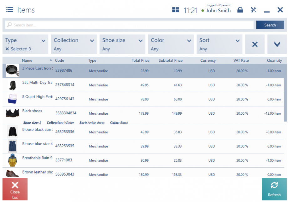 Item list Comarch Retail POS 2019.5.3 Knowledge Base