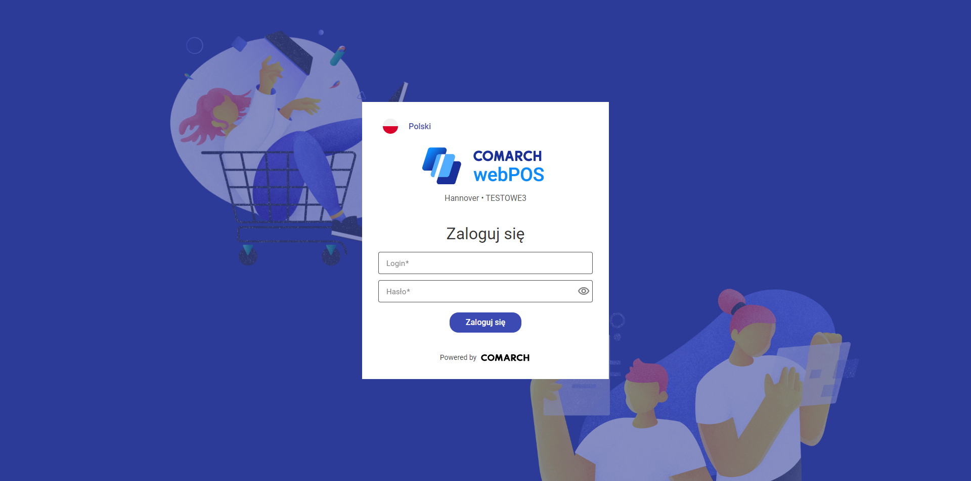 Okno logowania do Comarch webPOS standard