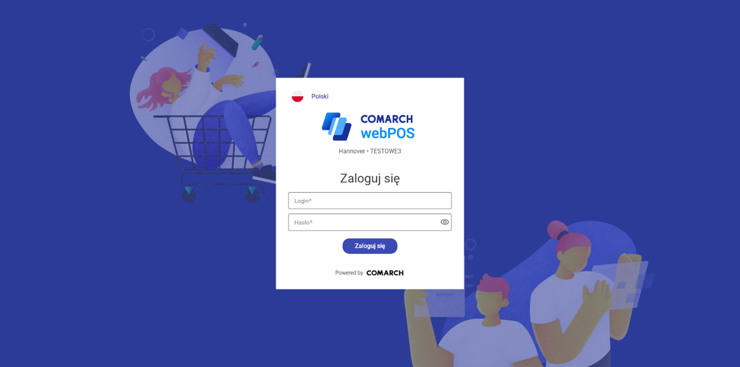 Okno logowania do Comarch webPOS standard