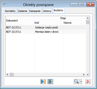 Formatka: Obiekty powiązane na dokumencie handlowym