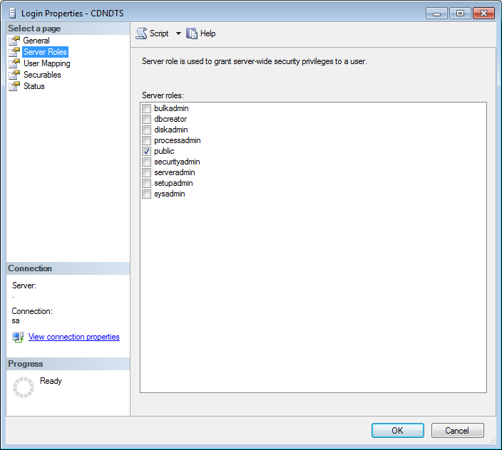 Login CDNDTS, zakładka: Server Roles