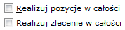 Parametry sterujące sposobem realizacji zlecenia