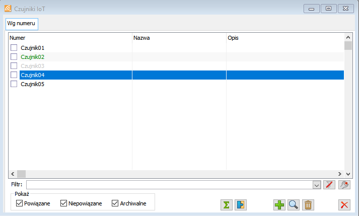 Lista czujników IoT.