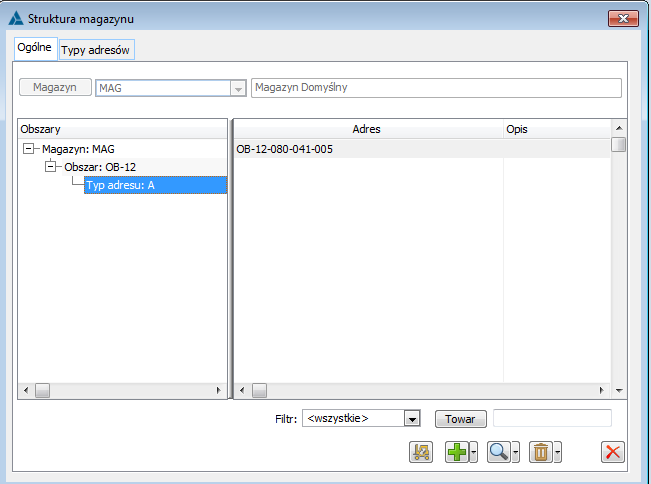  Struktura magazynu, zakładka: Ogólne.
