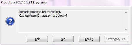 Zmiana magazynu w nagłówku zlecenia