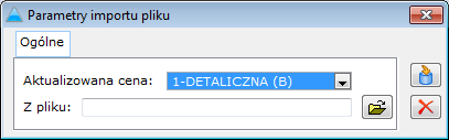 Okno Parametry importu pliku