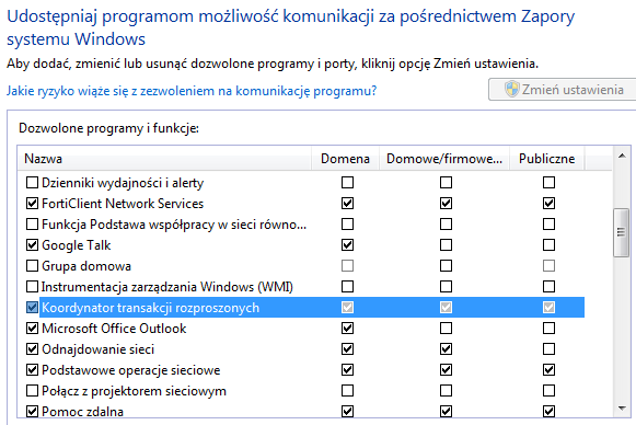 Zapora systemu Windows/Dozwolone aplikacje