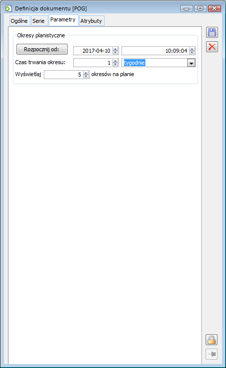 Konfiguracja okresów planistycznych na definicji dokumentu POG