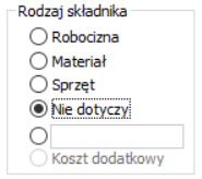 Rodzaje składników na etapie planu budżetu