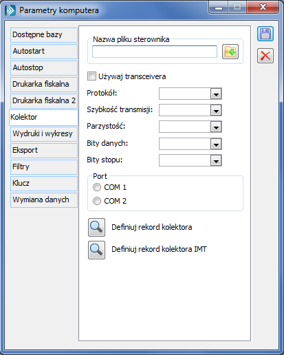Parametry komputera, zakładka Kolektor