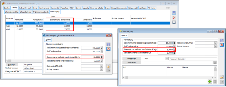 Ekonomiczna wielkość zamówienia (EOQ) na normatywie