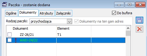 Dokument magazynowy wygenerowany do paczki