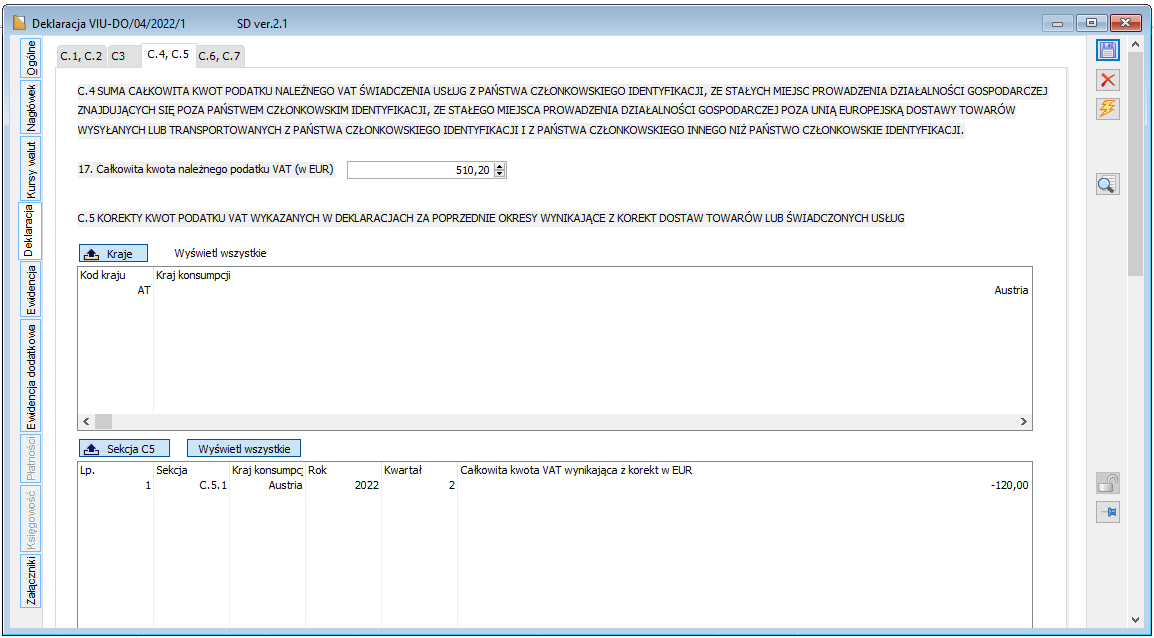 Deklaracja VIU-DO, zakładka C.4, C.5