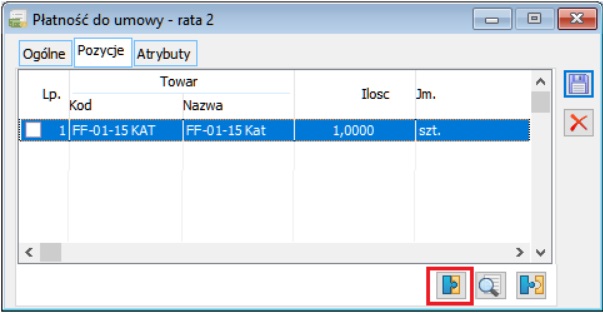 Wiązanie pozycji umowy z ratą