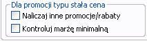 Parametry dla promocji typu Stała cena