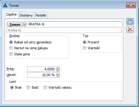 Formatka: Towar promocji