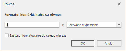 Wprowadzanie wartości i określenie sposobu wyróżnienia komórek