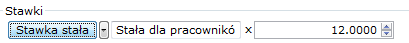 Określenie stawki stałej dla pracownika, jako iloczyn parametru i kwoty