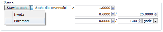 Oznaczenie kosztu stawki stałej za pomocą Parametru
