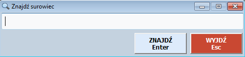 Okno: Znajdź surowiec