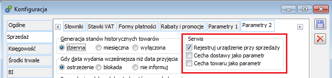 Konfiguracja, Sprzedaż/Parametry 2