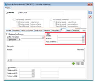 Sekcja CRM wzorca kontrahenta przeniesiona na zakładkę {Inne}