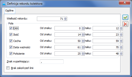 Definicja rekordu kolektora