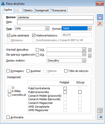 Atrybut typu lista – zamknięta, wielowartościowy.