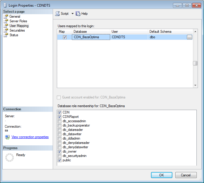 Login CDNDTS, zakładka: User Mapping – XL HR