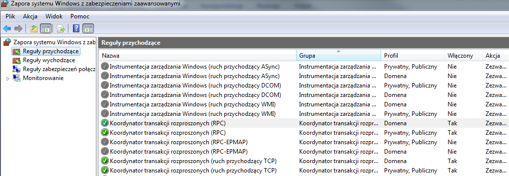 Zapora systemu Windows - Reguły przychodzące