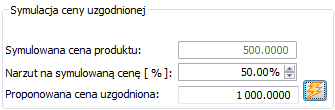 Symulacja ceny uzgodnionej na Kalkulacji kosztu