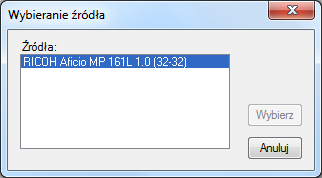 Okno: Wybieranie źródła