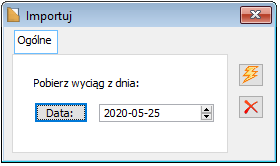 Okno: Importuj – wskazanie daty importowanego wyciągu