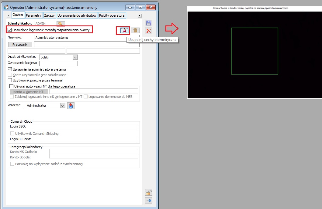 Przypisywanie cech biometrycznych Operatora z prawem do stosowania nowej metody