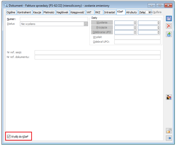 Oznaczenie dokumentu jako podlegającego wysyłce do KSeF