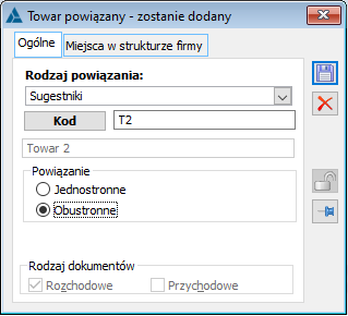 Formularz powiązanego towaru