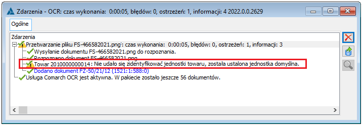 Ostrzeżenie o niezgodności jednostki towaru