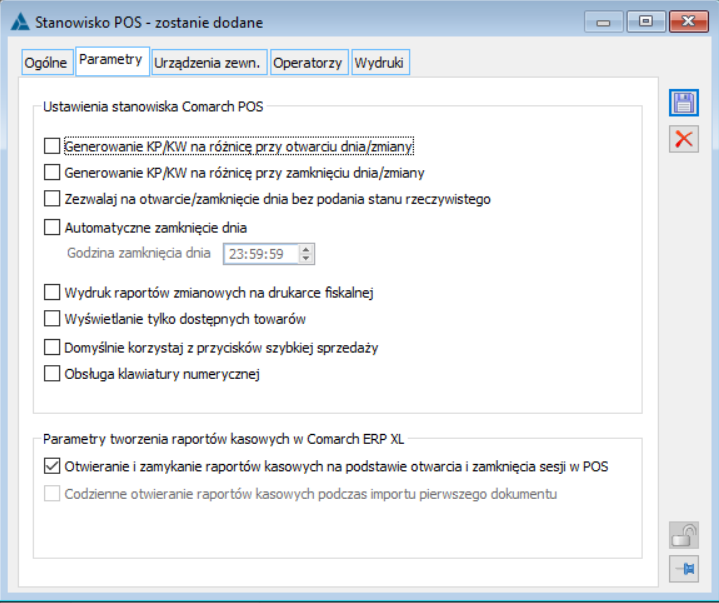 Stanowisko POS- Parametry