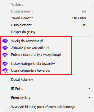 Nowe polecenia na zakładce [wszystko.pl] listy towarów