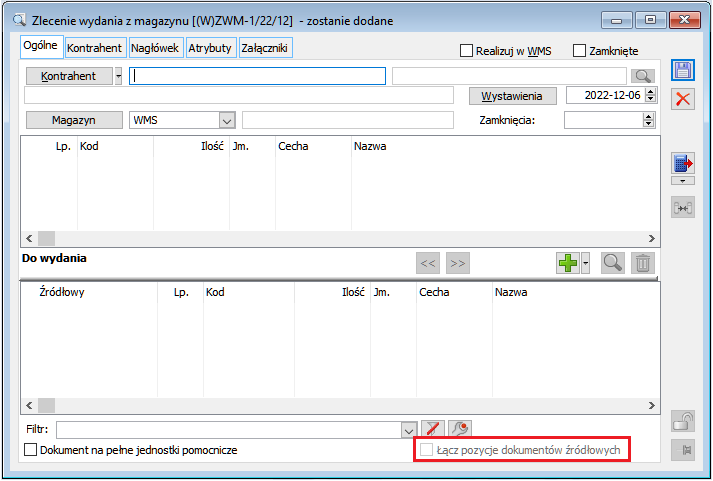 Nowy parametr na dokumencie (W)ZWM