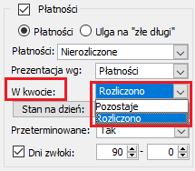 Rejestr VAT – filtry w sekcji Płatności