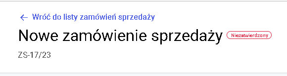 Nagłówek zamówienia sprzedaży