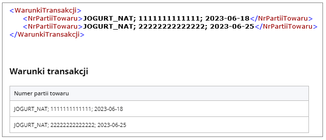 Numery partii towaru w pliku .xml oraz wizualizacja w środowisku KSeF